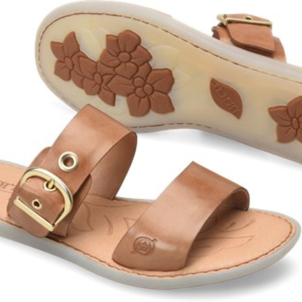 Born Ralf slide sandals size 8 luggage tan